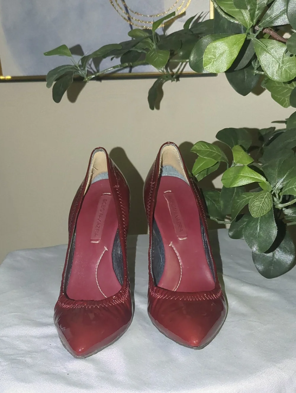 BCBGMaxAzria Deep Burgundy Patent Pointed Pumps